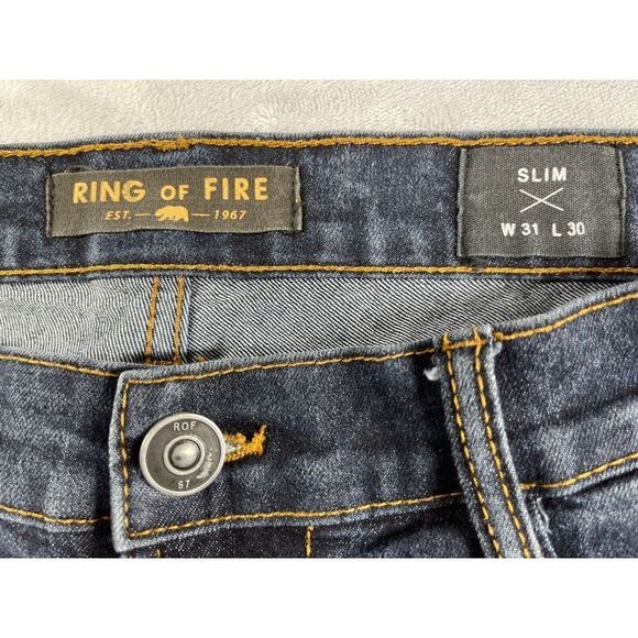 Ring of Fire Jeans Mens 31X30 Slim Fit Dark Wash EUC - Picture 5 of 11